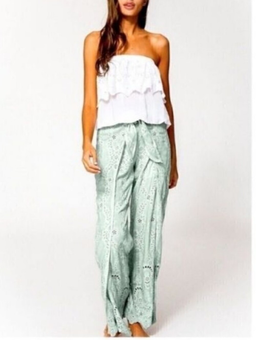Young Fabulous & Broke YFB Tie Front Eyelet Wrap Gypsy Pants Size Small